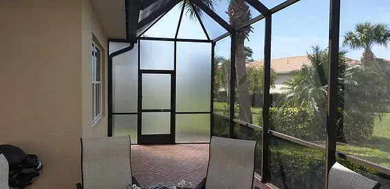 New Model Rescreening pool/patio cage privacy screen installation