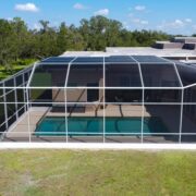 Rescreened lanai and pool cage after repair in Sarasota Florida